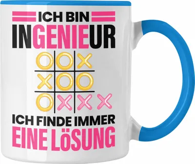 Produktbild von Trendation - Ingenieurin Tasse Geschenk für Ingenieur Geschenk Frau Frauen Spruch Ich Finde Immer Eine Lösung (Blau)