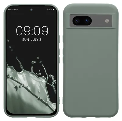 Produktbild von kwmobile Hülle kompatibel mit Google Pixel 8a Hülle - gummierte TPU Silikon Handyhülle - Schutzhülle für kabelloses Laden - Case in Graugrün