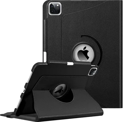 Produktbild von Fintie Hülle für iPad Pro 11 Zoll 4. Generation/ 3. Gen/ 2. Gen (Modell 2022/2021/2010) mit Pencil Halter - Schutzhülle Cover mit 360 Grad drehbarem Ständer und Auto Schlaf/Wach Funktion, Schwarz