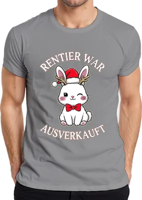 Produktbild von Rentier War t Weihnachtsgeschenk niedlicher Hase lustig Herren T-Shirt, Grau, XXL
