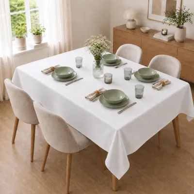 Immagine prodotto di Tovaglia 110 x 160 cm per tavolo da cucina e da pranzo in bianco