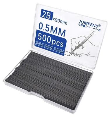 Produktbild von Bleistiftminen 0,5 mm 2B schwarz 500 Stück bruchfest Druckbleistift Nachfüllminen