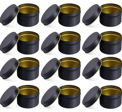 Productafbeelding van Kaarsverpakkingen, 12 stuks, 120 ml, schroefdeksel, glazen kaarsbekers, geschikt voor zelf maken, zwart
