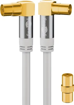 Produktbild von goobay TV Antennenkabel 135 typ 4 x geschirmt 90° weiß 3 m