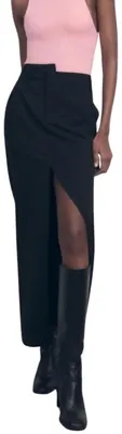 Produktbild von Zara Damen Midi-Rock gerade schwarz mit Schlitz XS