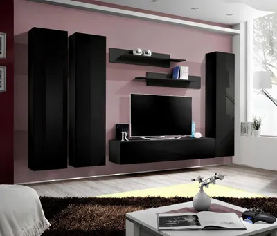 Produktbild von Wohnzimmer Wohnwand rtv Lowboard Holz Schwarz Möbel Wandschrank Neu Modern