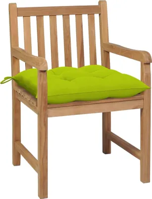 Produktbild von vidaXL Gartenstühle 2 Stk. mit Hellgrünen Kissen Massivholz Teak