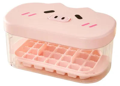 Produktbild von Eiswürfelform in Schweinchenform mit Deckel, auslaufsicher, stapelbar, BPA-frei, ideal für Zuhause und Partys.