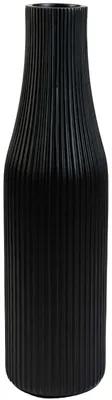Image de VIVANNO Vase de sol en fibre de verre VERTIGO Colonne, noir scandinave mat avec motif - 20x80 cm