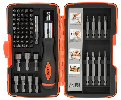 Immagine prodotto di Set di bit a cricchetto, 62 pezzi - E-400-0393