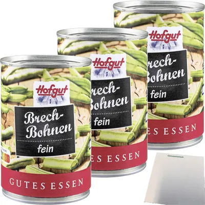 Produktbild von Hofgut Brechbohnen 3er Pack (3x425ml Dose) + usy Block