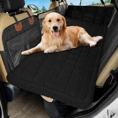 Produktbild von Hundeschutzdecke für die Rückbank im Auto, 62×137 cm, rutschfest und kratzfest, wasserdichter Rücksitzschutz für kleine und große Hunde, weiche Autoschutzdecke (Schwarz)