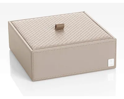 Aufbewahrungsbox Lederoptik 20,5x7,5x20,5 cm Grau