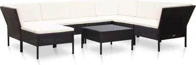 Produktbild von 8-tlg. Garten-Lounge-Set mit Auflagen Poly Rattan Schwarz