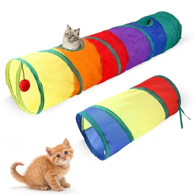 Immagine prodotto di Tunnel per gatti, confezione da 2 pezzi, pieghevoli, colorati, adatti per interni ed esterni, disponibili in 2 dimensioni