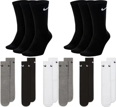 Produktbild von 6 Paar Nike Everyday Lightweight Crew SX7676 Tennis Socke - Farbe: schwarz weiß/grau/schwarz - Größe: 46-50