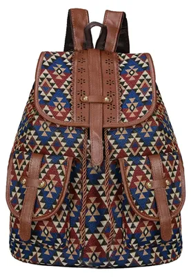 Imagen del producto de Mochila bohemia para mujer CORIOS, ideal para la escuela, con estampado étnico geométrico