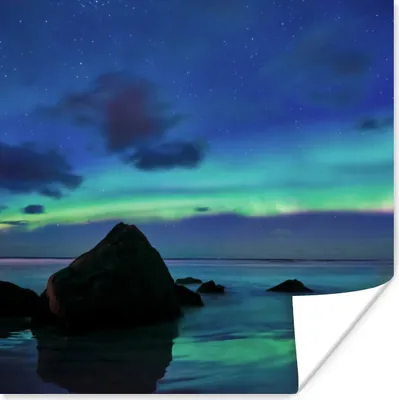 Produktbild von MuchoWow® Poster Himmel - Landschaft - Polarlicht 100x100 cm - Babyzimmer
