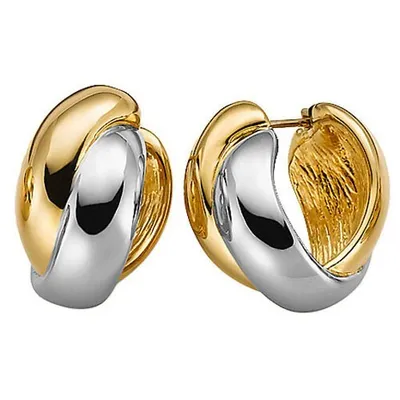 Produktbild von Creole Creolen Damencreolen Ohrringe 585 Gold Gelbgold & Weißgold Goldohrringe