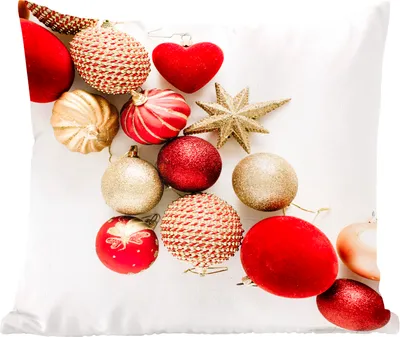 Produktbild von MuchoWow® Zierkissen Sofakissen Wohnzimmer Dekokissen 45x45 cm Winter - Rot - Kugeln - Schlafpolster - Polster für das Sofa