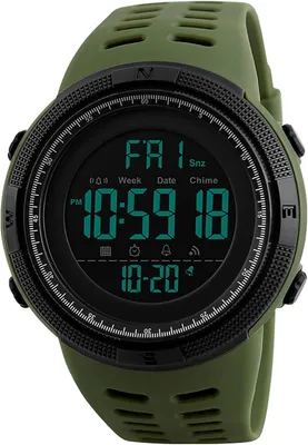 Produktbild von Herren Digital Sportuhr 5ATM Wasserdicht mit LED Beleuchtung, Stoppuhr, Wecker, Kalender, Silikonarmband, Outdoor Armbanduhr