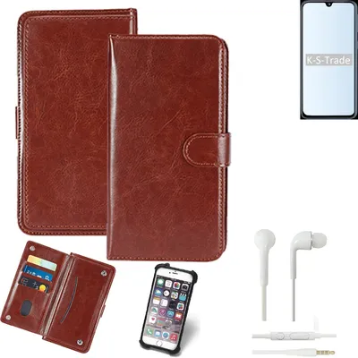 Produktbild von K-S-Trade 360° Hülle kompatibel mit Samsung Galaxy S10 5G inkl. Headphones braun Kunstleder Case BookCase WalletCase Kunstlederederhülle