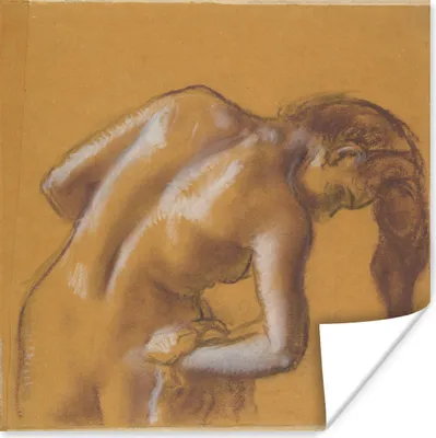 Produktbild von MuchoWow® Poster Badende, die sich abtrocknet - Gemälde von Edgar Degas 50x50 cm - Wohnzimmerdekoration
