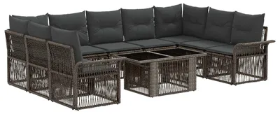 Immagine prodotto di Set di divani da giardino vidaXL, 10 pezzi, grigio e grigio scuro, in rattan sintetico