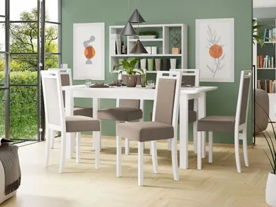 Obrázek produktu pro Jídelní sestava s rozkládacím stolem ADELBITE 2 - bílá / béžová