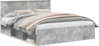 Obrázek produktu pro vidaXL Rám postele s čelem beton 160 x 200 cm z masivního borovicového dřeva