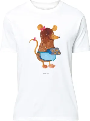Produktbild von Mr. & Mrs. Panda Tshirt Maus Kekse - Weiß - Geschenk, Backen, oberteil, T-Shirt, Weihnachten, Lustiges, Shirt, S, Winter, Plätzchen