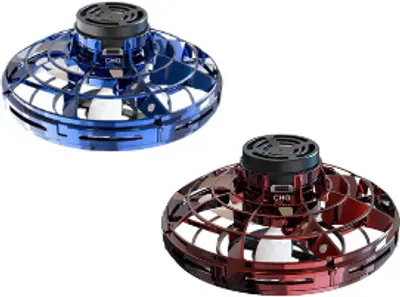 Image de lot de 2 jouets volants OVNI Mini-drones Hélicoptère Capteur infrarouge Voiture avec 360° de rotation, jouet drone àmanuelle - Bleu+Rouge