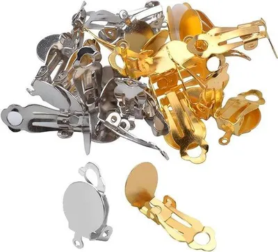 Produktbild von Ohrsteckerschrauben-Set mit Runden Platten - Runde Platten mit leerem Sitz - Platten für Earrings - 50er Set