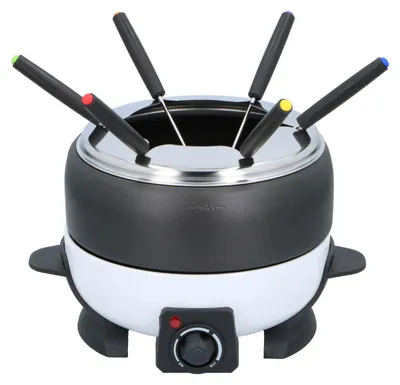 Productafbeelding van Cuisinier Deluxe Fondueset Elektrisch 800W – Fonduepan 2L voor 6 Personen - Geschikt voor Kaasfondue en Chocolade Fondue – Incl. Fonduevorken – Instelbare Temperatuur – RVS met Antiaanbaklaag