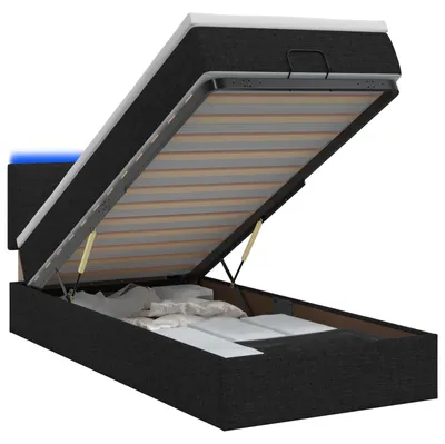Zdjęcie produktu dla Łóżko z pojemnikiem i materacem LED Czarny 80 x 200 cm tkanina
