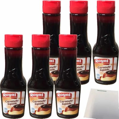 Produktbild von Royal Caramelo liquido "Flüssiger Karamelsirup" 6er Pack (6x400g Flasche) + usy Block