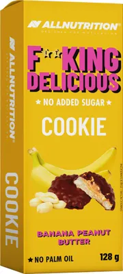 Produktbild von ALLNUTRITION F**king Delicious Cookie 128 g - 150 g * Bananen-Erdnussbutter / Energieriegel / Unwiderstehlich leckere Kekse ohne Zuckerzusatz und Palml