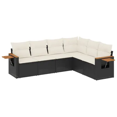 Produktbild von vidaXL 6-tlg. Garten-Sofagarnitur mit Kissen Schwarz Poly Rattan