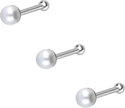 Produktbild von Nasenpiercing, Nasenstecker SET 925er Silber Nasenstecker Pin SYNTHETISCHE PERLE