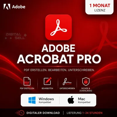 Produktbild von Adobe Acrobat Pro 1 Monat – PDF Bearbeiten – Lizenzschlüssel – Sofortige Lieferung