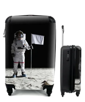 Produktbild von MuchoWow® Koffer Handgepäck Trolley Rollkoffer Kleine Reisekoffer mit 4 Rollen - Mond - Weltraum - Astronaut - Cabin Size < 55x40x23 cm & 55x40x20 cm - Fotokoffer - Kabinenkoffer - Boardgepäck - Reise-Box - Reisekoffer - Reisegepäck - Koffer mit Bild - Trolley für Kinder