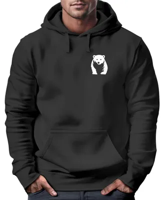Produktbild von Hoodie Herren Print Aufdruck Motiv Brustprint Logo Bär Natur Outdoor Männer Fashion Streetstyle Neverless® schwarz XL