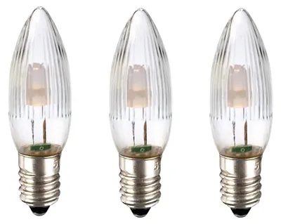 Zdjęcie produktu dla 3 sztuki świec LED półkarbowanych E10 8-55 V 0,1-0,5 W 920055, 13 x 1,5 x 10 cm