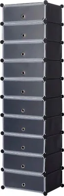 Produktbild von Schuhrek mit 10 Schichten - Schuhrek, Schuhrekje, Schuhbank - PP & ABS - 47x35x170 cm - Schwarz