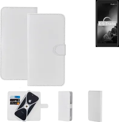 Produktbild von K-S-Trade Handy Hülle Schutz Hülle kompatibel mit Alcatel 1X (2019) Cover Case Bookstyle Bumper weiß 1x