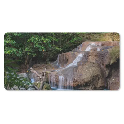 Produktbild von MuchoWow® Schreibtischunterlage Wasserfall - Felsen - Landschaft 80x40 cm - XXL Mauspad - Gaming Mauspad