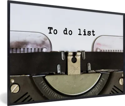 Produktbild von MuchoWow® MuchoWow® Gerahmtes Poster Schreibmaschine - Vintage - To do Liste 90x60 cm - Poster mit zchwarzem Bilderrahmen - Fotorahmen - Foto-Plakat