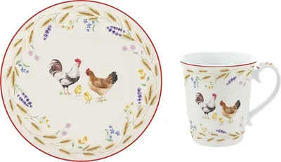 Produktbild von 12tlg. Frühstücksset COUNTRY LIFE Bauernhof weiß bunt Porzellan Easy Life
