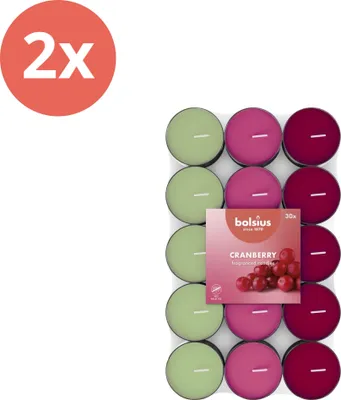 Obrázok produktu pre Bolsius - Vonná čajová sviečka - 30 kusov v balení - Brusnica - Hodnotné balenie - 60 kusov - 2 balenia
