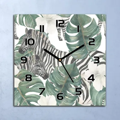 Produktbild von Wanduhr Echt-Glas-Küchenuhr Zebra Tropische Quarz Lautlos 30x30 Deko Bilder